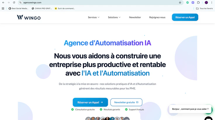 Site vitrine de l’agence WingoAI